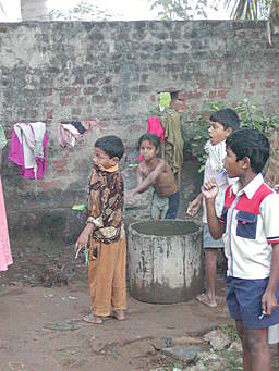 children washing
