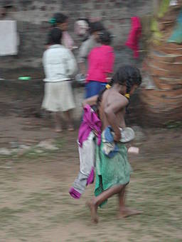 children washing